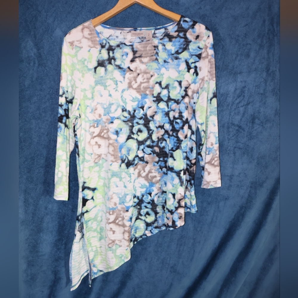 Chico's Abstract Blue and Green Blouse